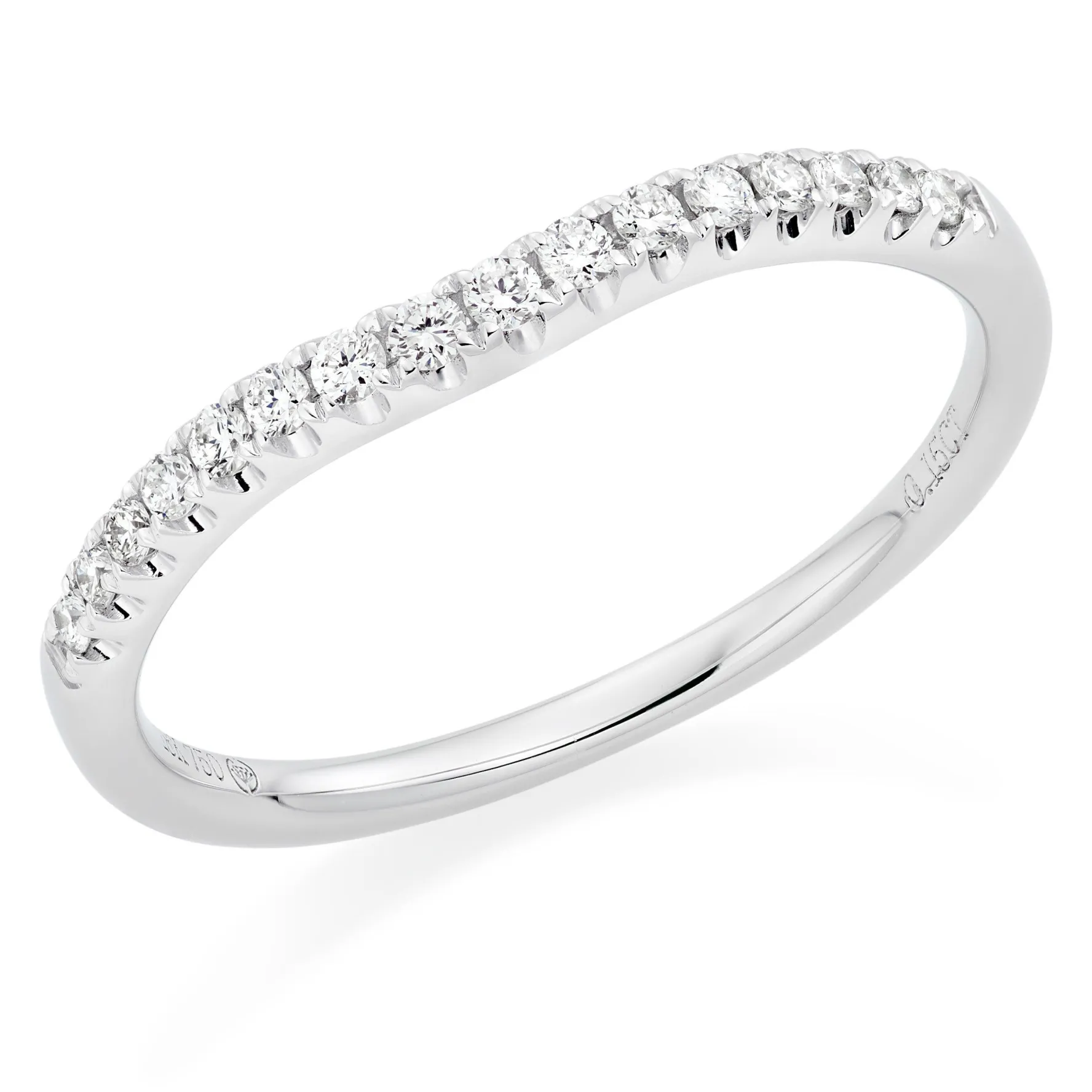 Beaverbrooks 18ct White Gold Diamond Shaped 1.5mm Wedding Ring