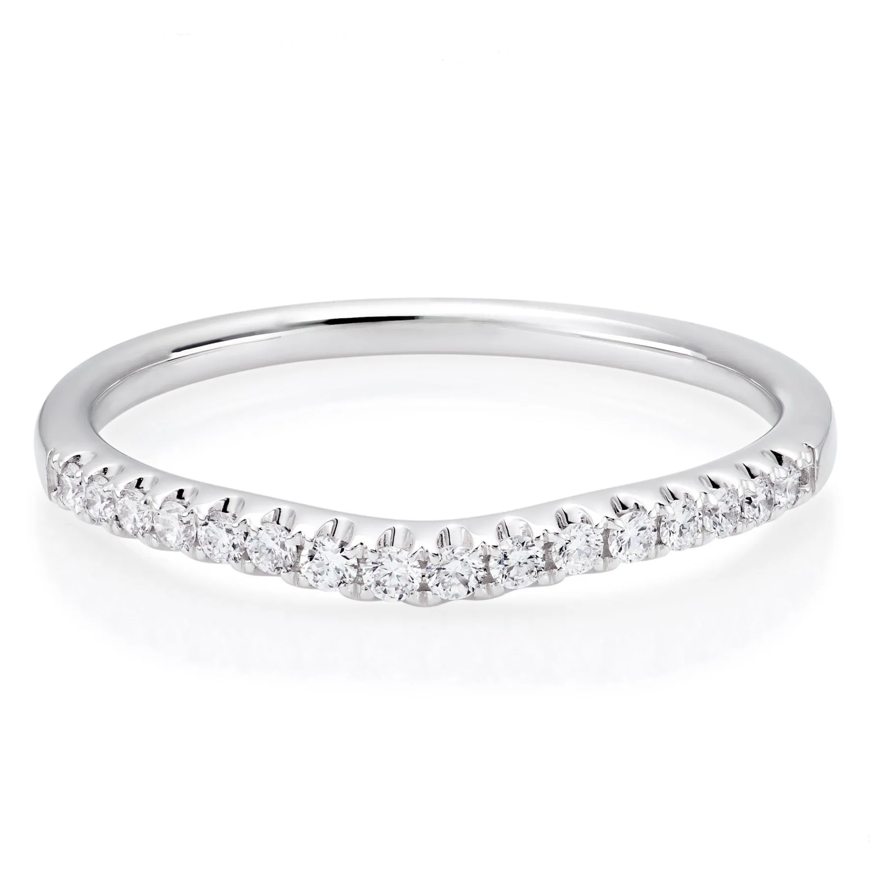 Beaverbrooks 18ct White Gold Diamond Shaped 1.5mm Wedding Ring