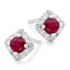 Beaverbrooks 9ct White Gold Diamond Ruby Stud Earrings