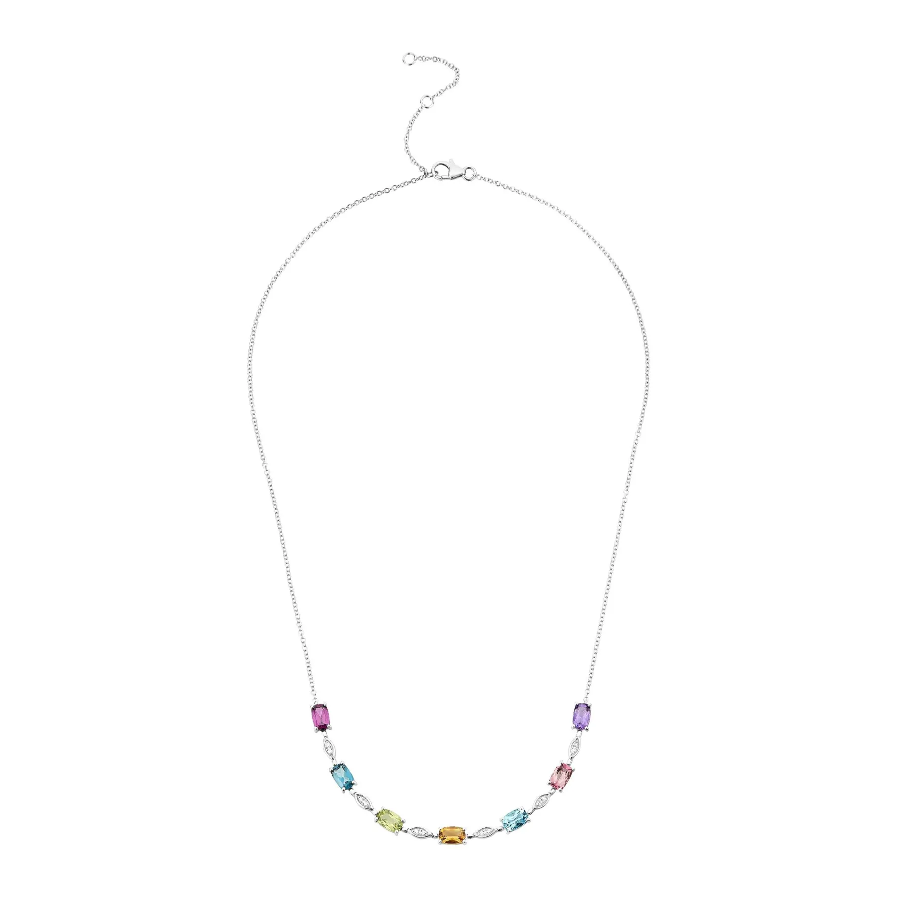 Beaverbrooks 9ct White Gold Diamond Gemstone Necklace