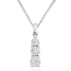 Beaverbrooks 9ct White Gold Diamond Illusion Pendant