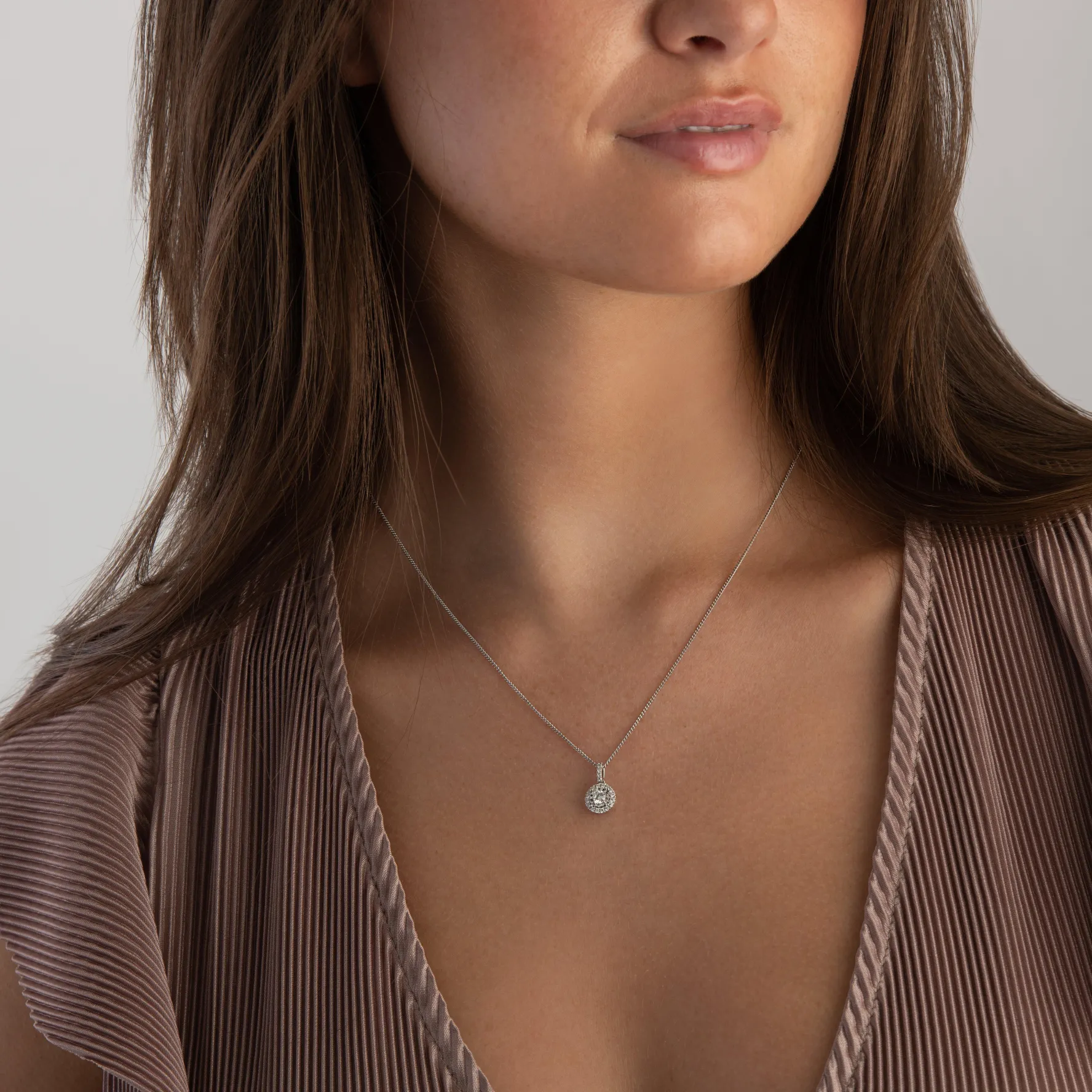 Beaverbrooks 18ct White Gold Diamond Cluster Pendant