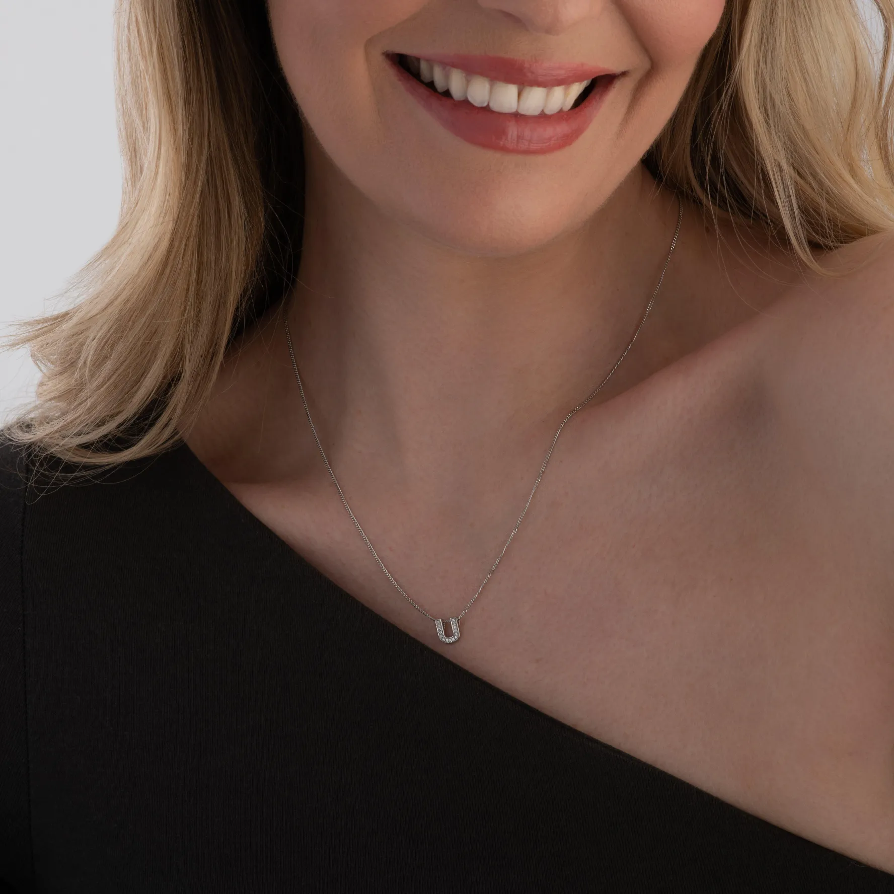 Beaverbrooks 9ct White Gold Diamond Initial U Pendant