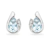 Beaverbrooks 9ct White Gold Diamond Aquamarine Earrings