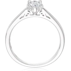Beaverbrooks 18ct White Gold Diamond Pear Shaped Halo Ring