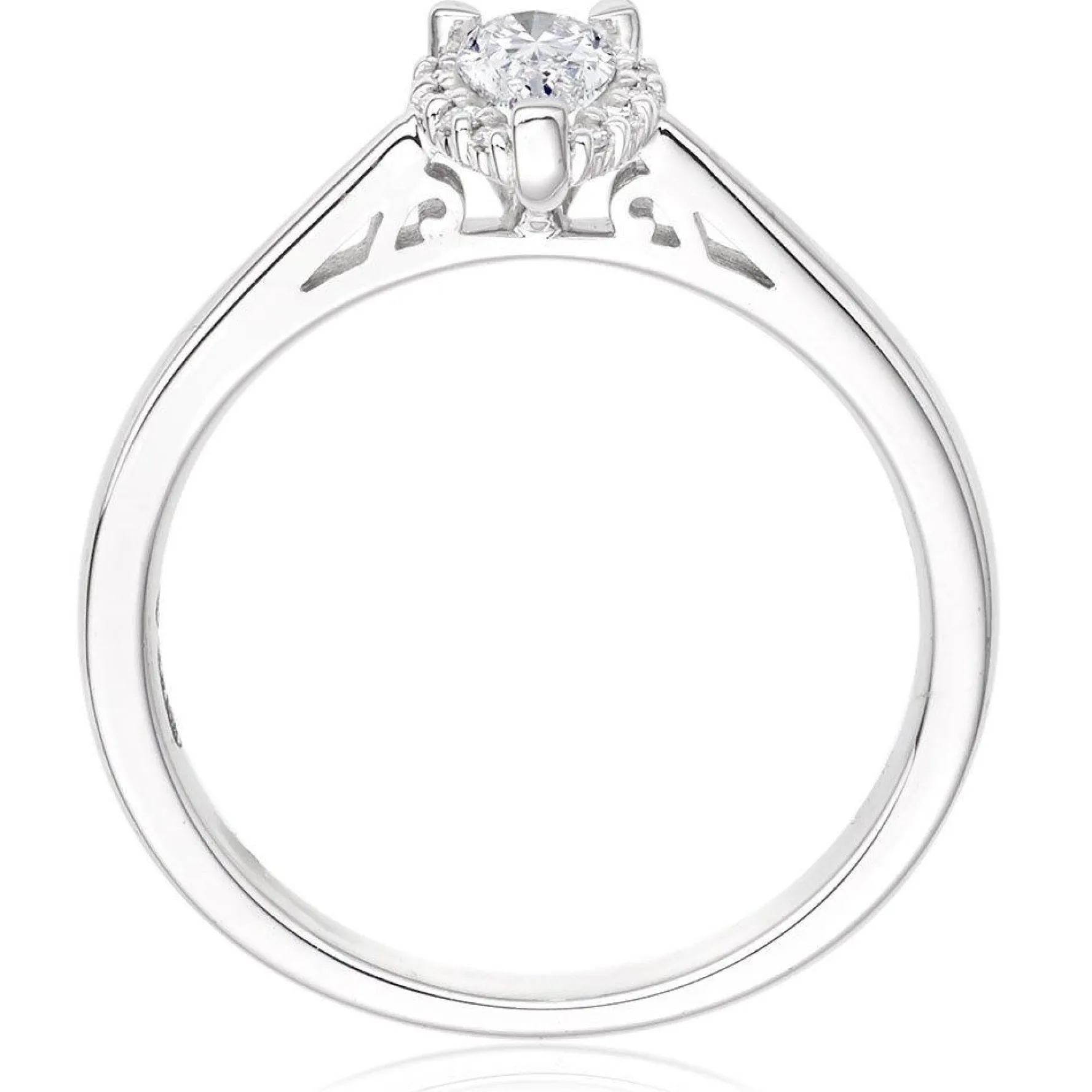 Beaverbrooks 18ct White Gold Diamond Pear Shaped Halo Ring