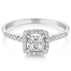 Beaverbrooks 9ct White Gold Diamond Cluster Halo Ring
