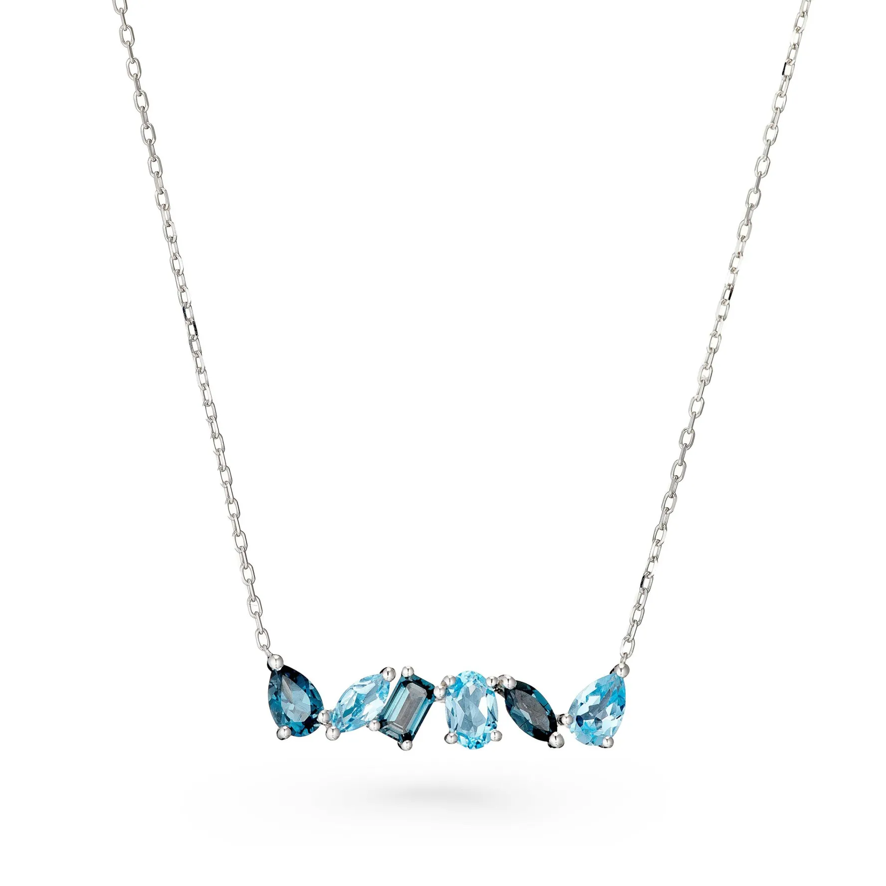 Beaverbrooks 9ct White Gold Blue Topaz Necklace