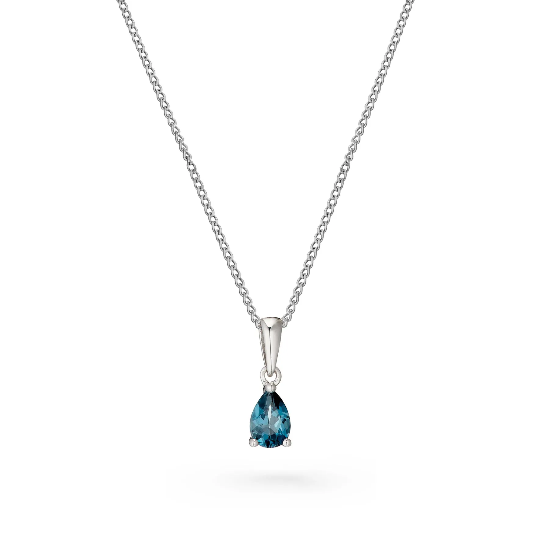 Beaverbrooks 9ct White Gold Blue Topaz Pendant
