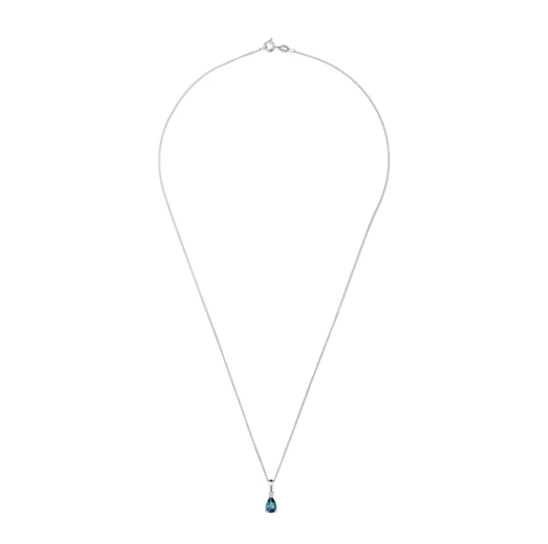 Beaverbrooks 9ct White Gold Blue Topaz Pendant