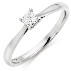 Beaverbrooks 9ct White Gold Diamond Princess Cut Solitaire Ring