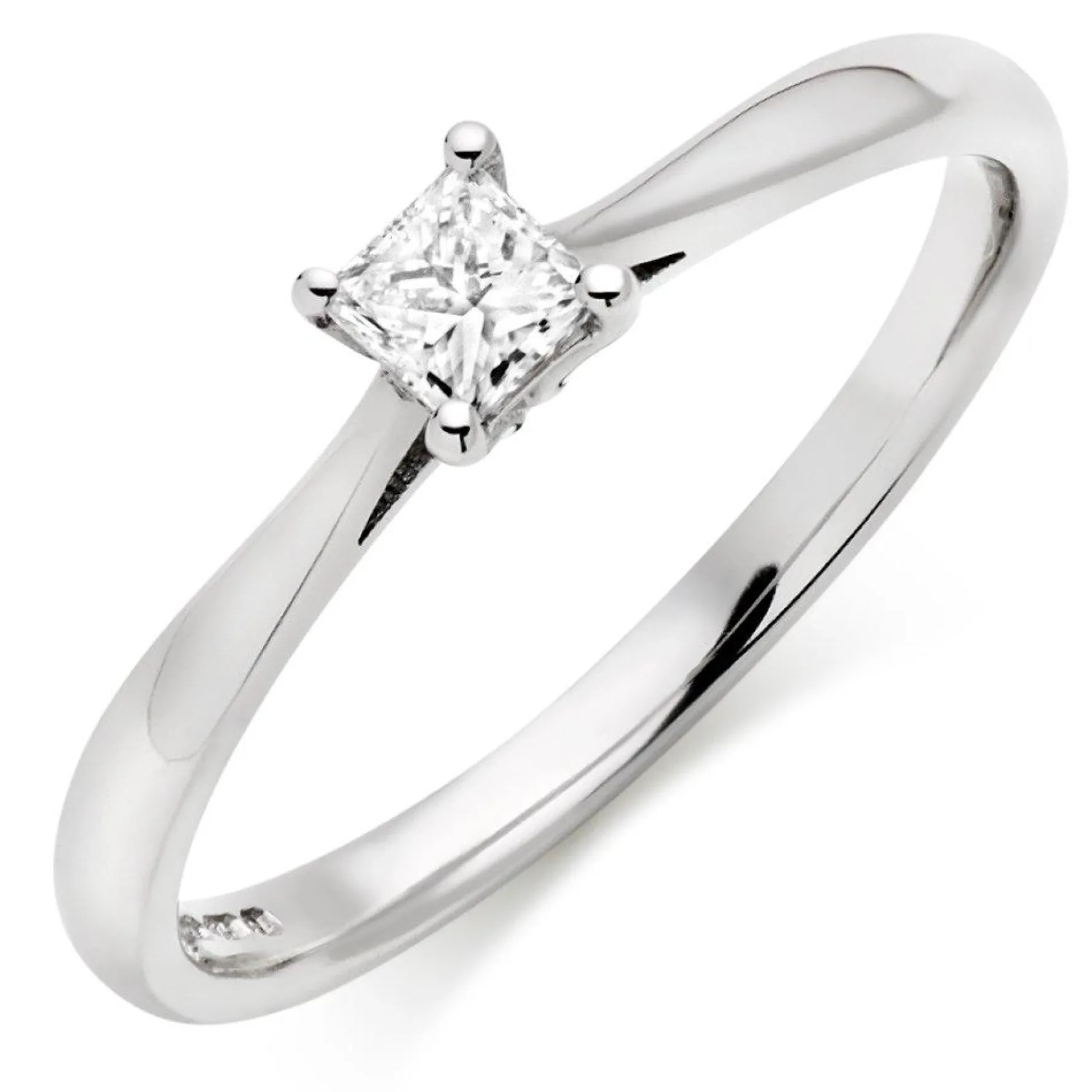 Beaverbrooks 9ct White Gold Diamond Princess Cut Solitaire Ring