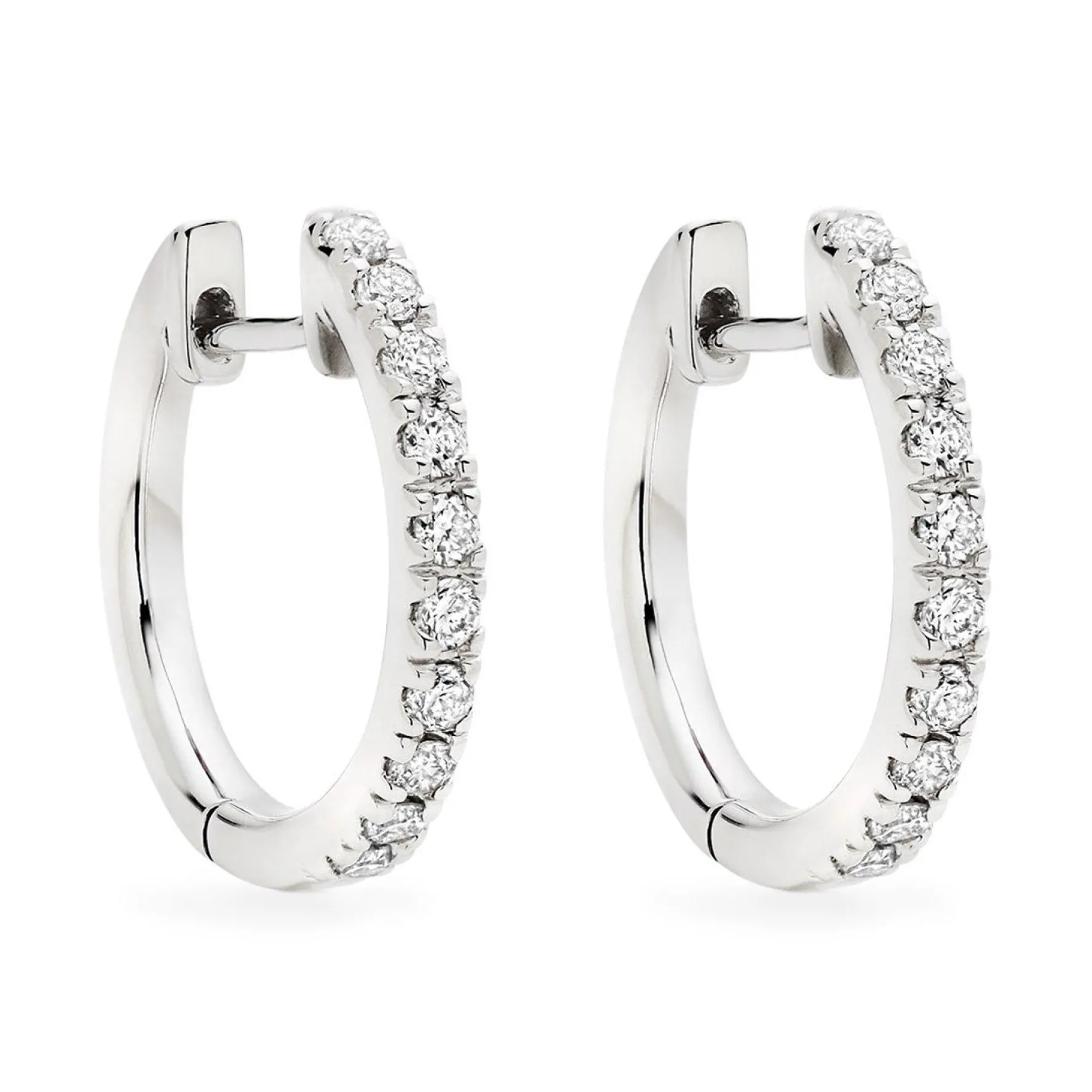 Beaverbrooks 9ct White Gold Diamond Hoop Earrings