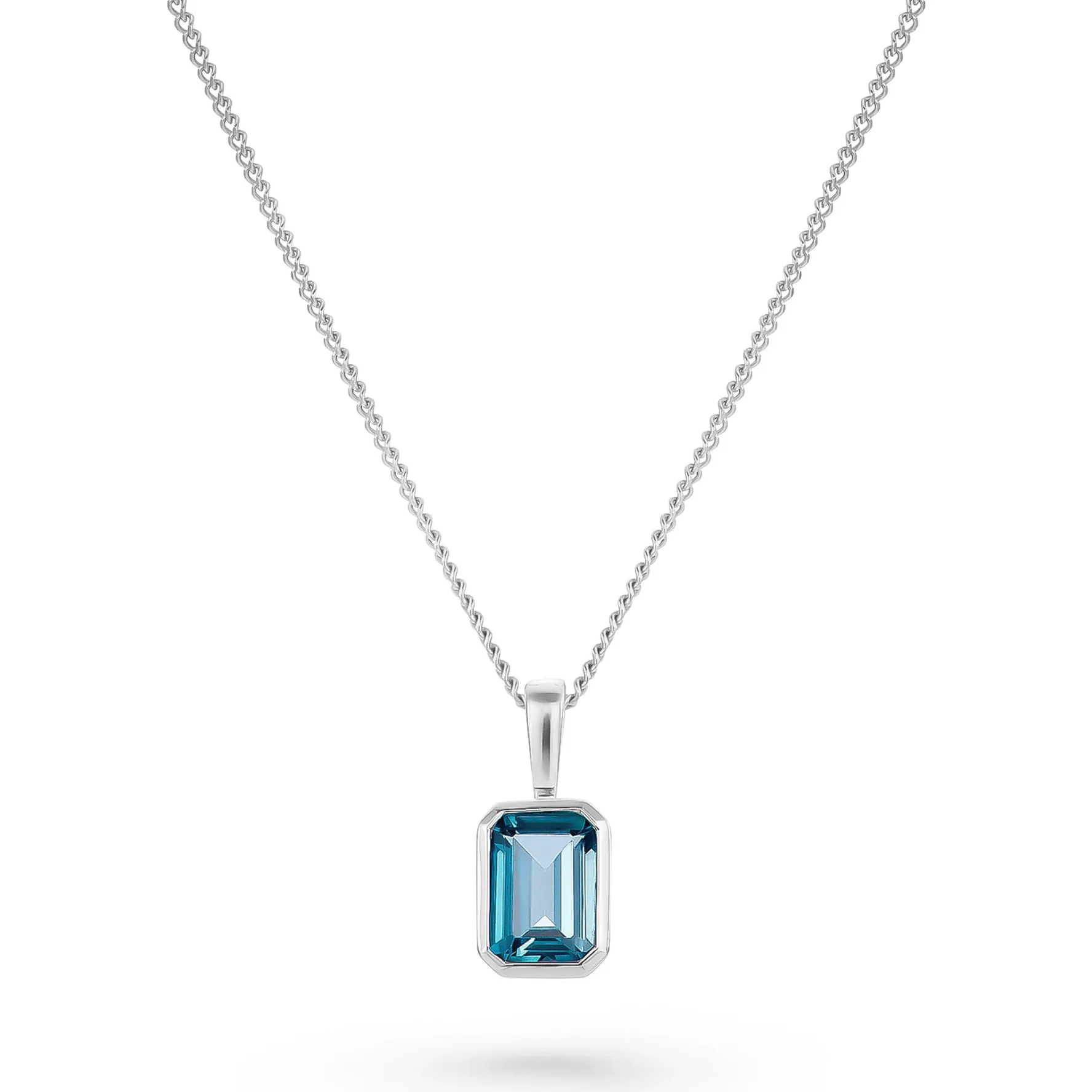 Beaverbrooks 9ct White Gold Blue Topaz Pendant
