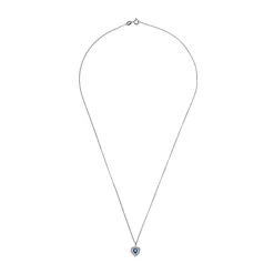Beaverbrooks 9ct White Gold Diamond Sapphire Heart Pendant