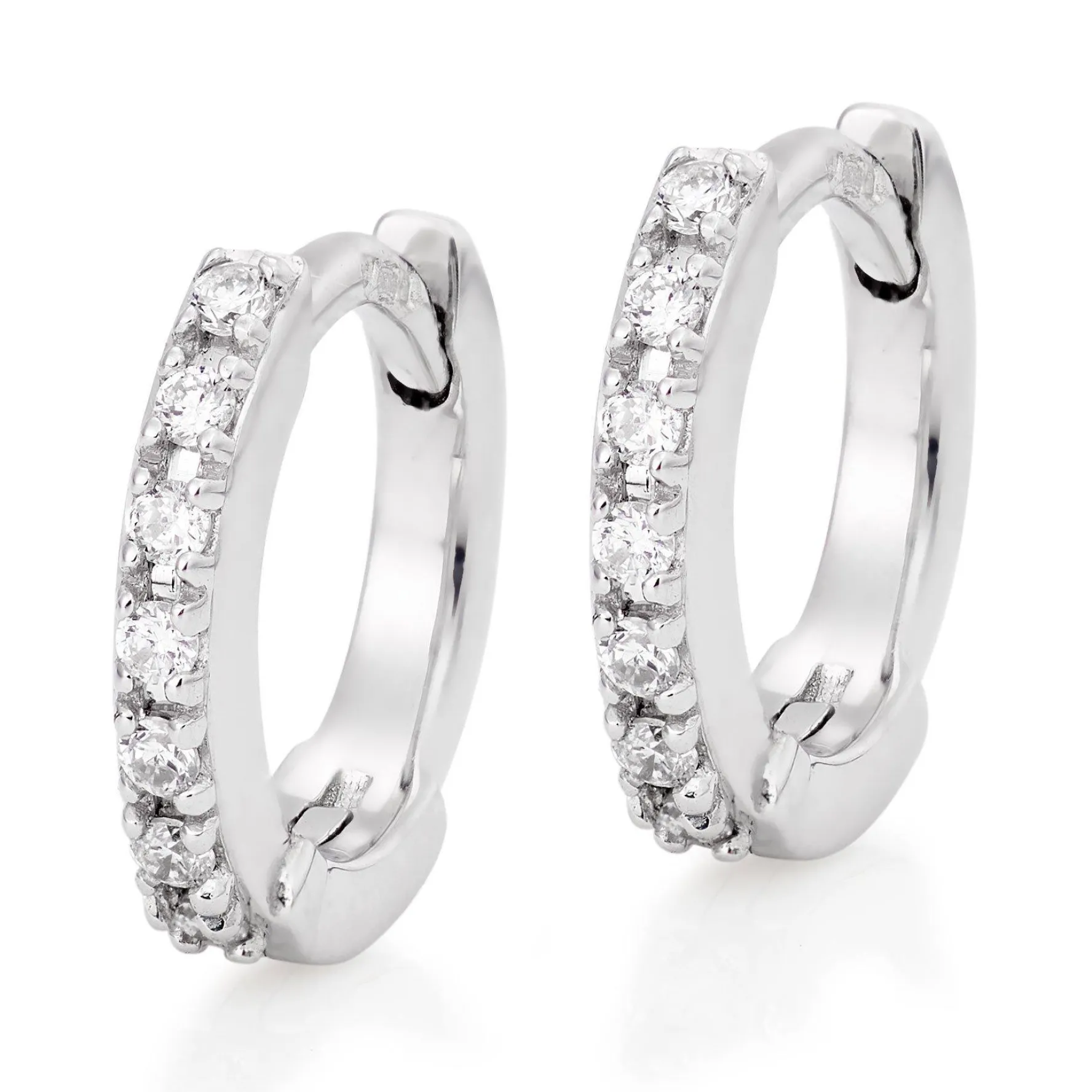 Beaverbrooks 9ct White Gold Diamond Huggie Hoop Earrings
