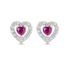 Beaverbrooks 9ct White Gold Diamond Ruby Heart Earrings