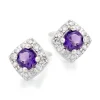 Beaverbrooks 9ct White Gold Diamond Amethyst Stud Earrings