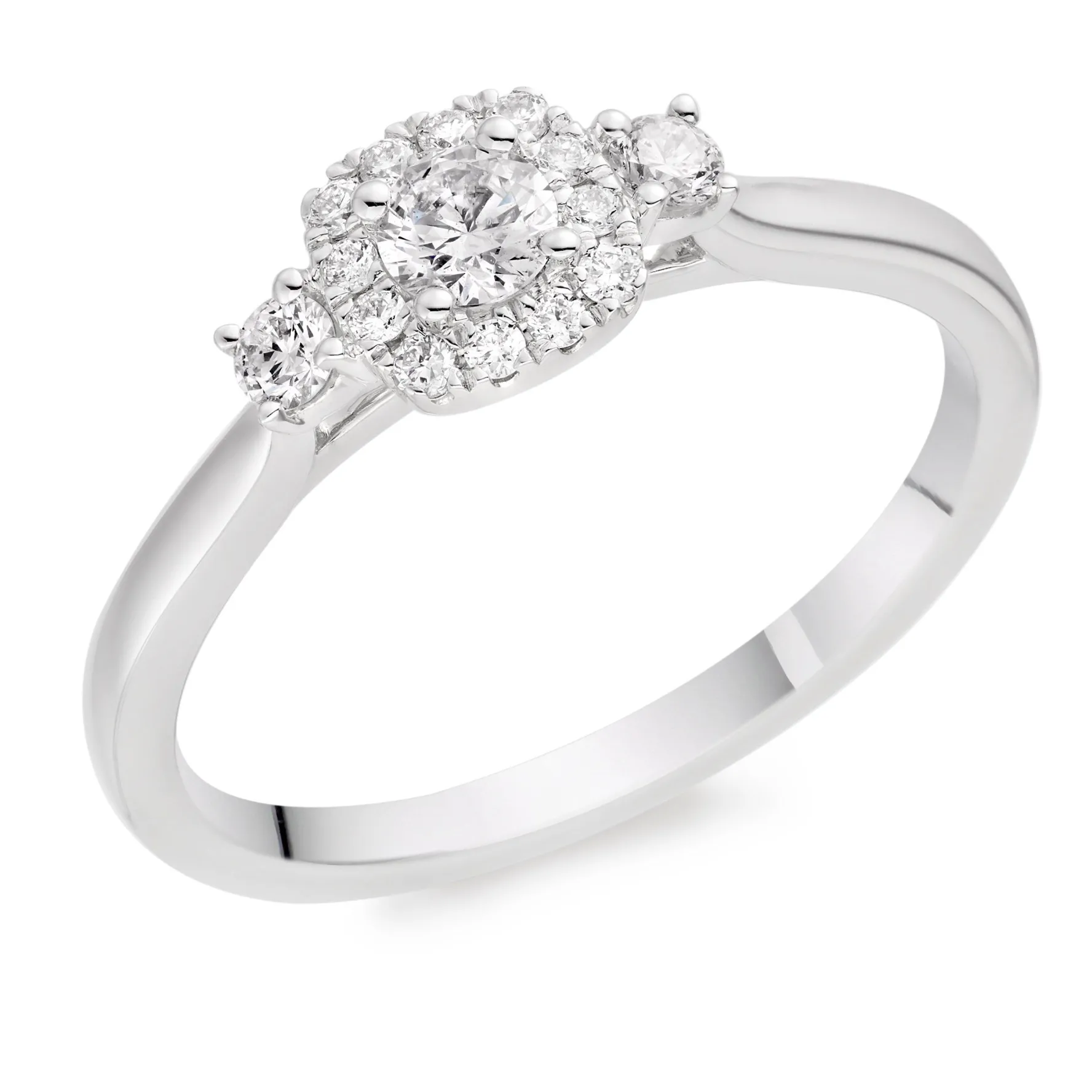 Beaverbrooks 9ct White Gold Diamond Halo Ring