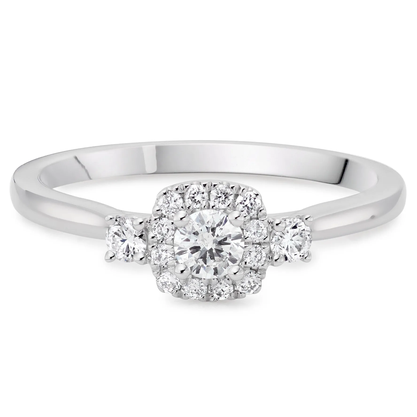 Beaverbrooks 9ct White Gold Diamond Halo Ring