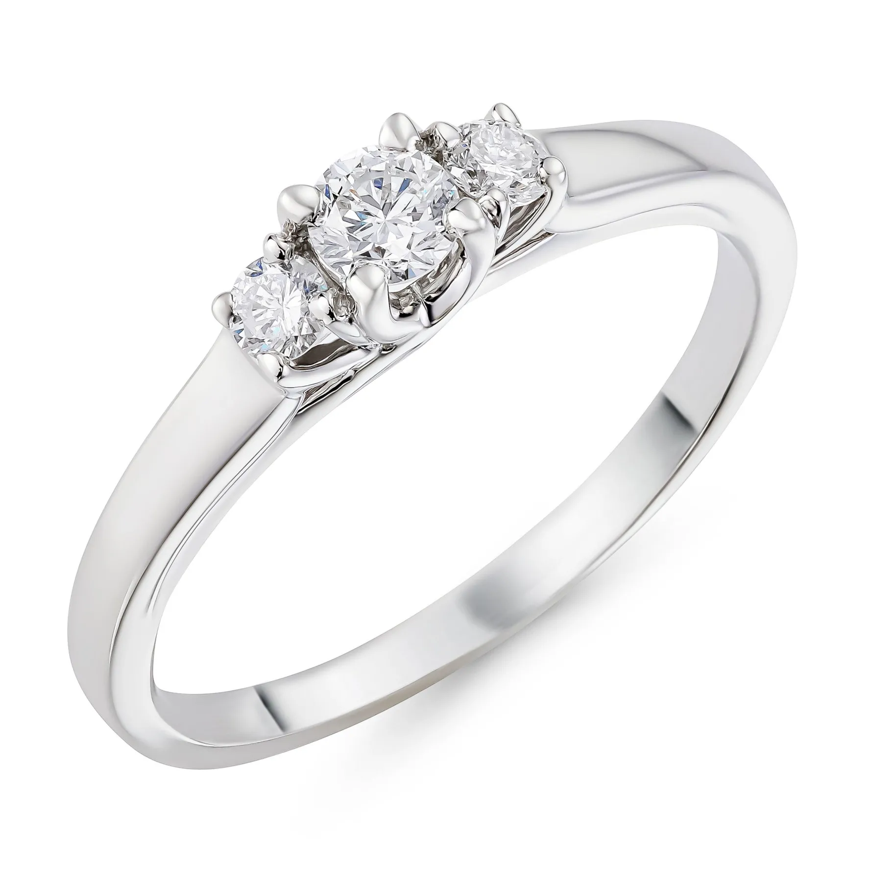 Beaverbrooks 9ct White Gold Diamond Three Stone Engagement Ring