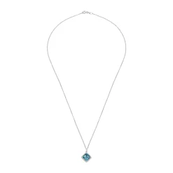 Beaverbrooks 9ct White Gold Diamond Blue Topaz Pendant
