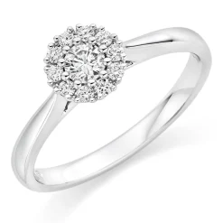 Beaverbrooks 18ct White Gold Diamond Cluster Engagement Ring