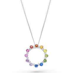 Beaverbrooks 18ct White Gold Diamond Sapphire Pendant