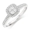 Beaverbrooks 18ct White Gold Diamond Cluster Halo Ring