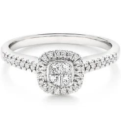 Beaverbrooks 18ct White Gold Diamond Cluster Halo Ring