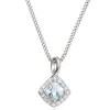 Beaverbrooks 9ct White Gold Diamond Aquamarine Pendant