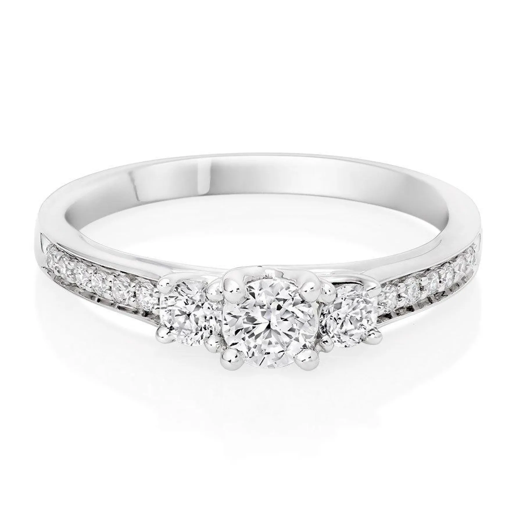 Beaverbrooks 9ct White Gold Diamond Three Stone Ring