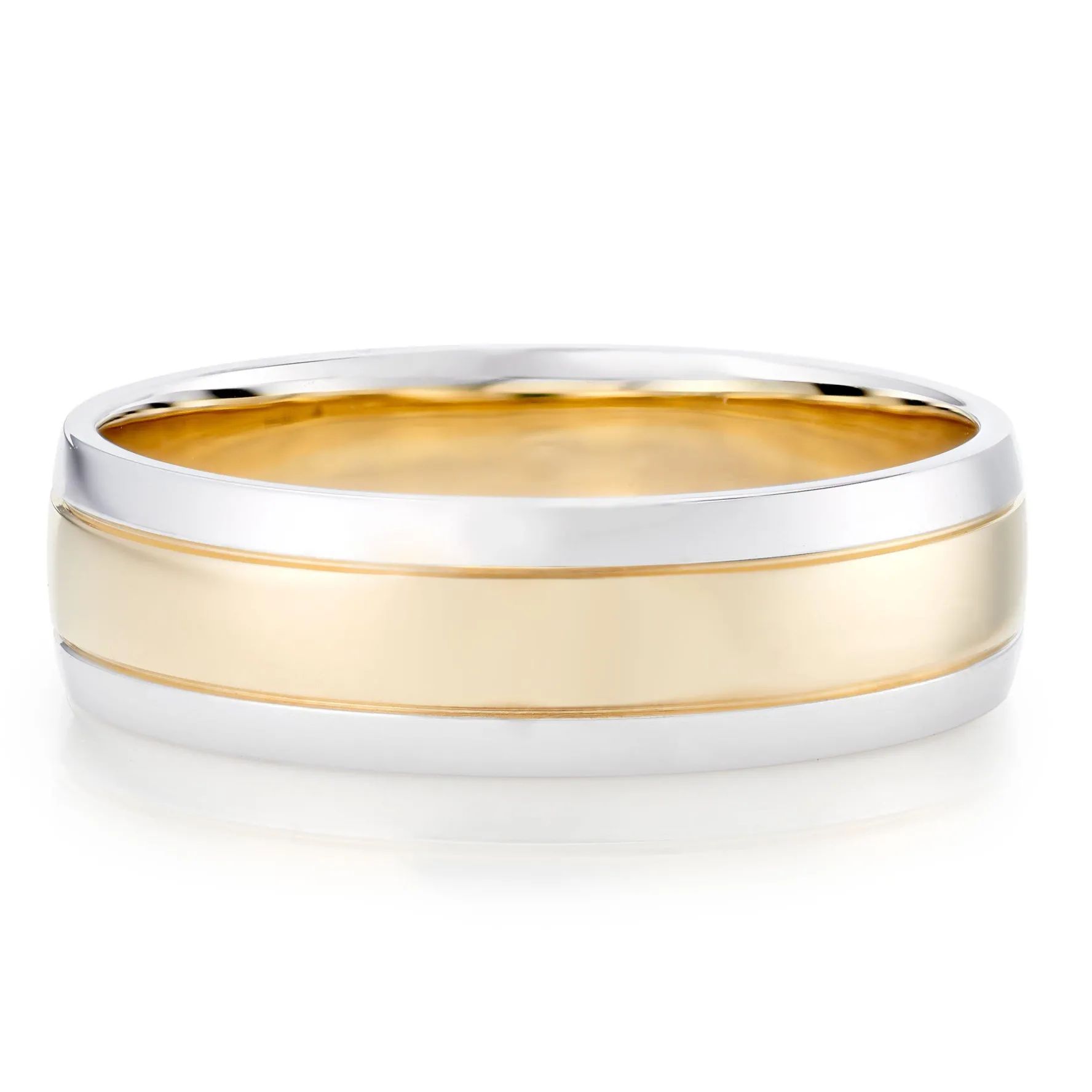Beaverbrooks 9ct Yellow and White Gold 6mm Men’s Wedding Ring