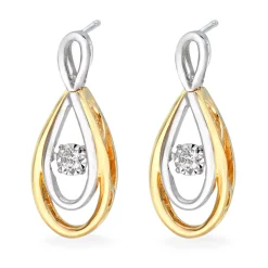 Beaverbrooks 9ct Yellow and White Gold Diamond Drop Earrings
