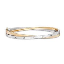 Beaverbrooks 9ct Yellow and White Gold Diamond Bangle