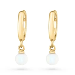 Beaverbrooks 9ct Yellow Gold Freshwater Cultured Pearl Huggie Hoop Earrings