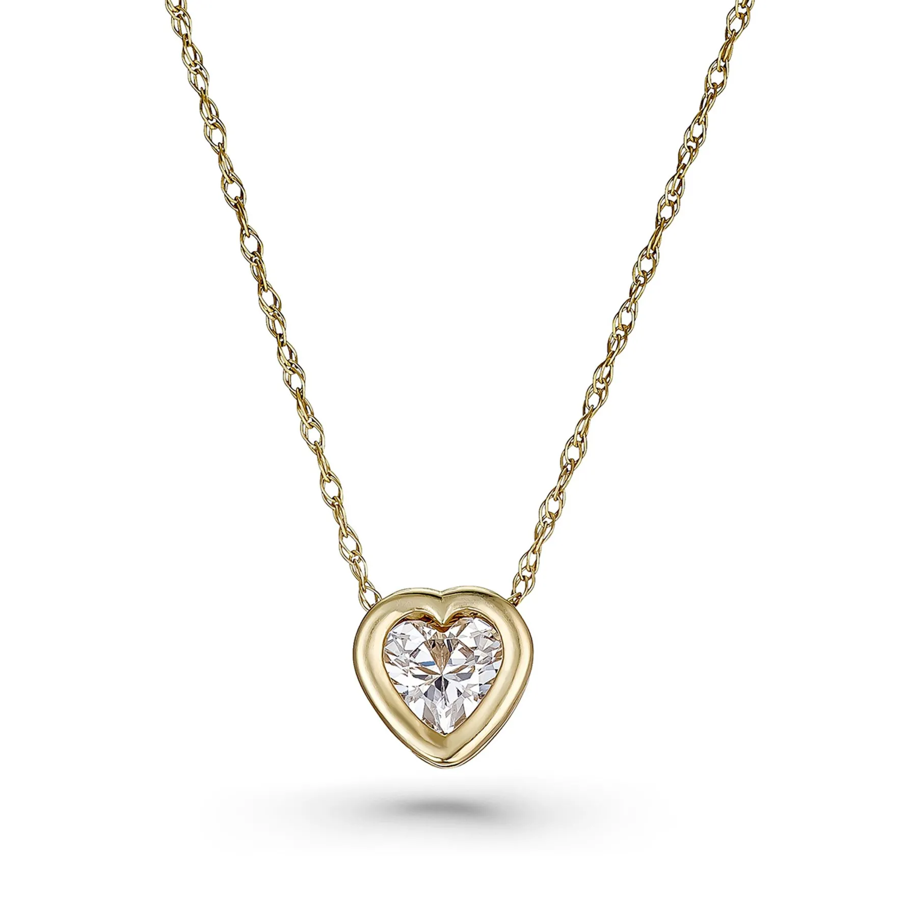 Beaverbrooks 9ct Yellow Gold Cubic Zirconia Heart Pendant