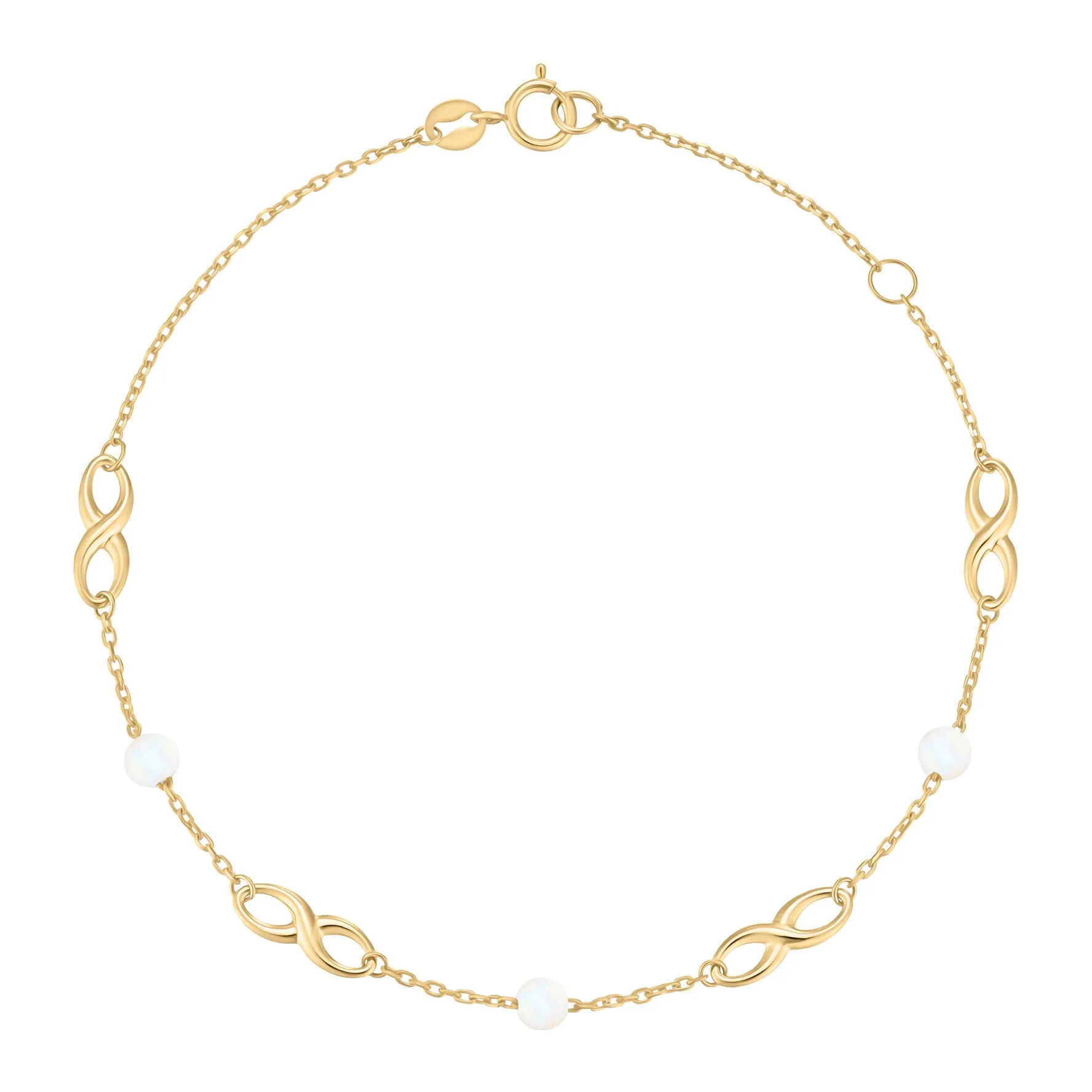 Beaverbrooks 9ct Yellow Gold Freshwater Cultured Pearl Infinity Bracelet