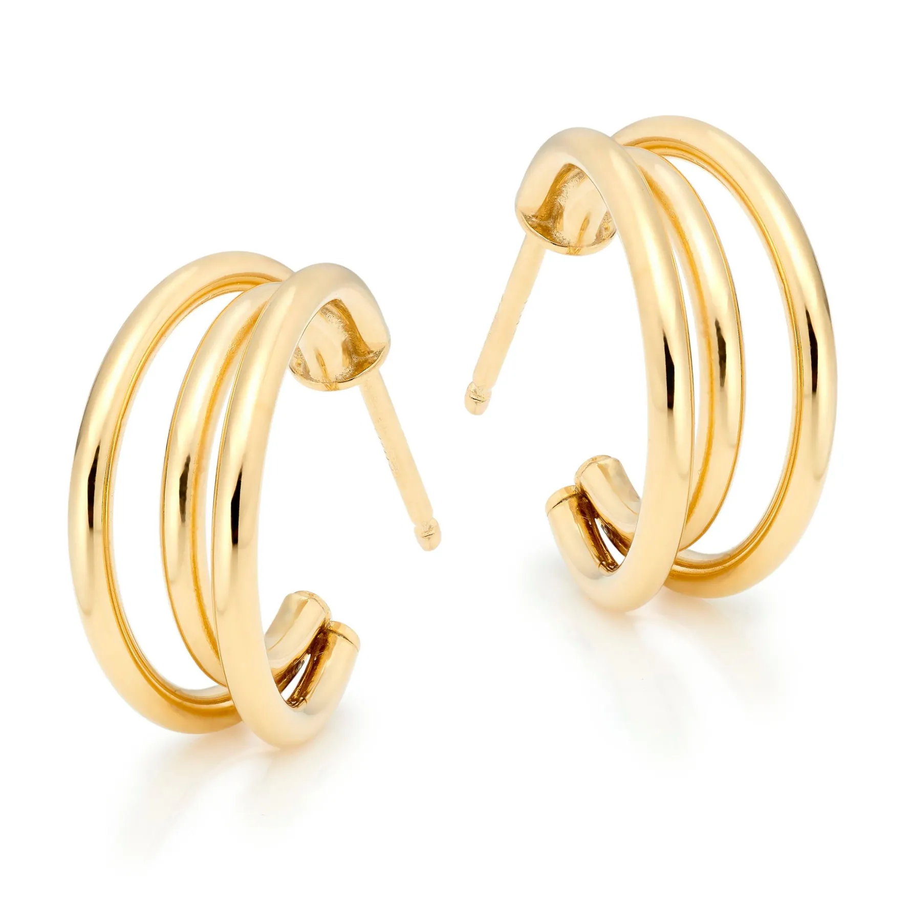 Beaverbrooks 9ct Yellow Gold Triple Hoop Earrings