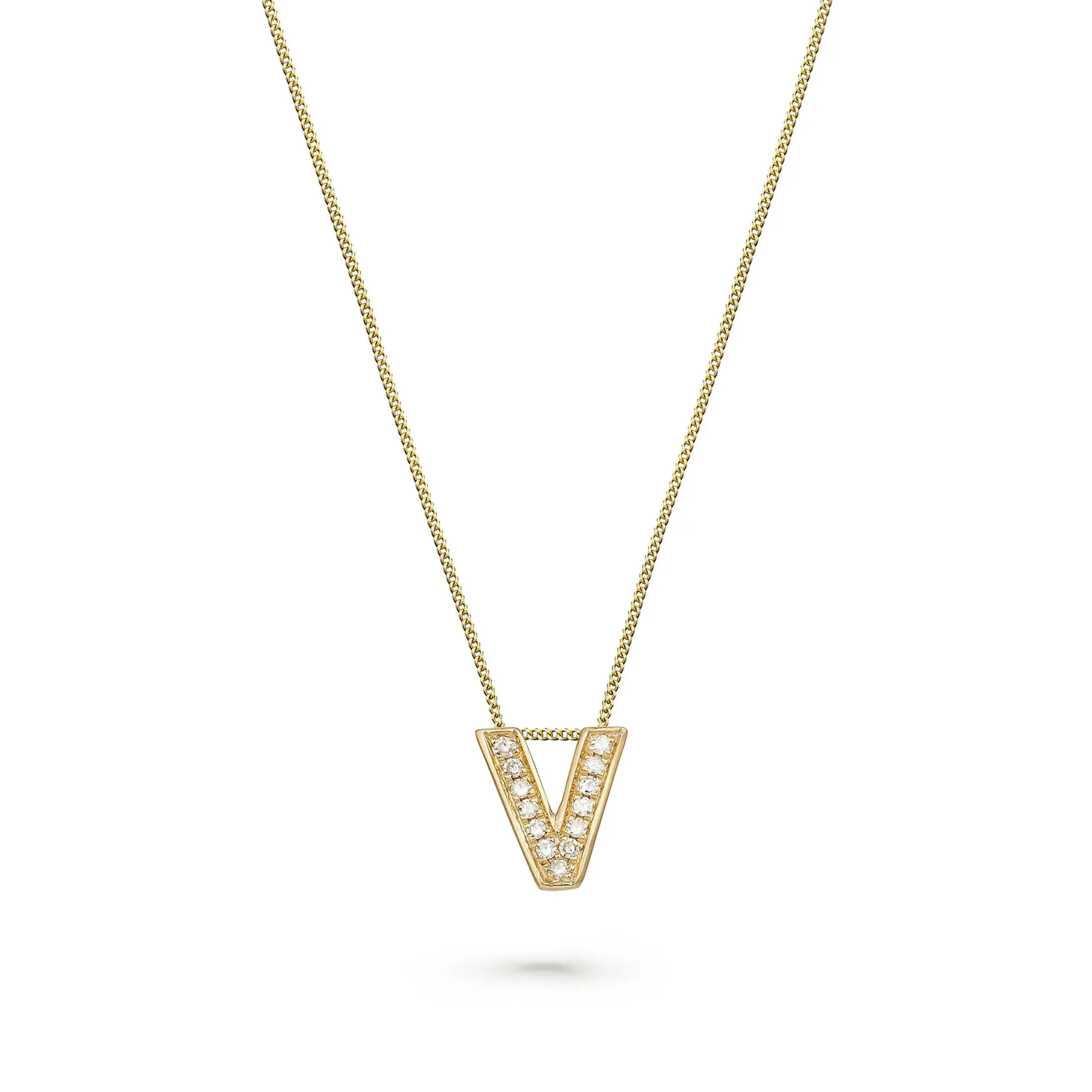 Beaverbrooks 9ct Yellow Gold Diamond Initial V Pendant