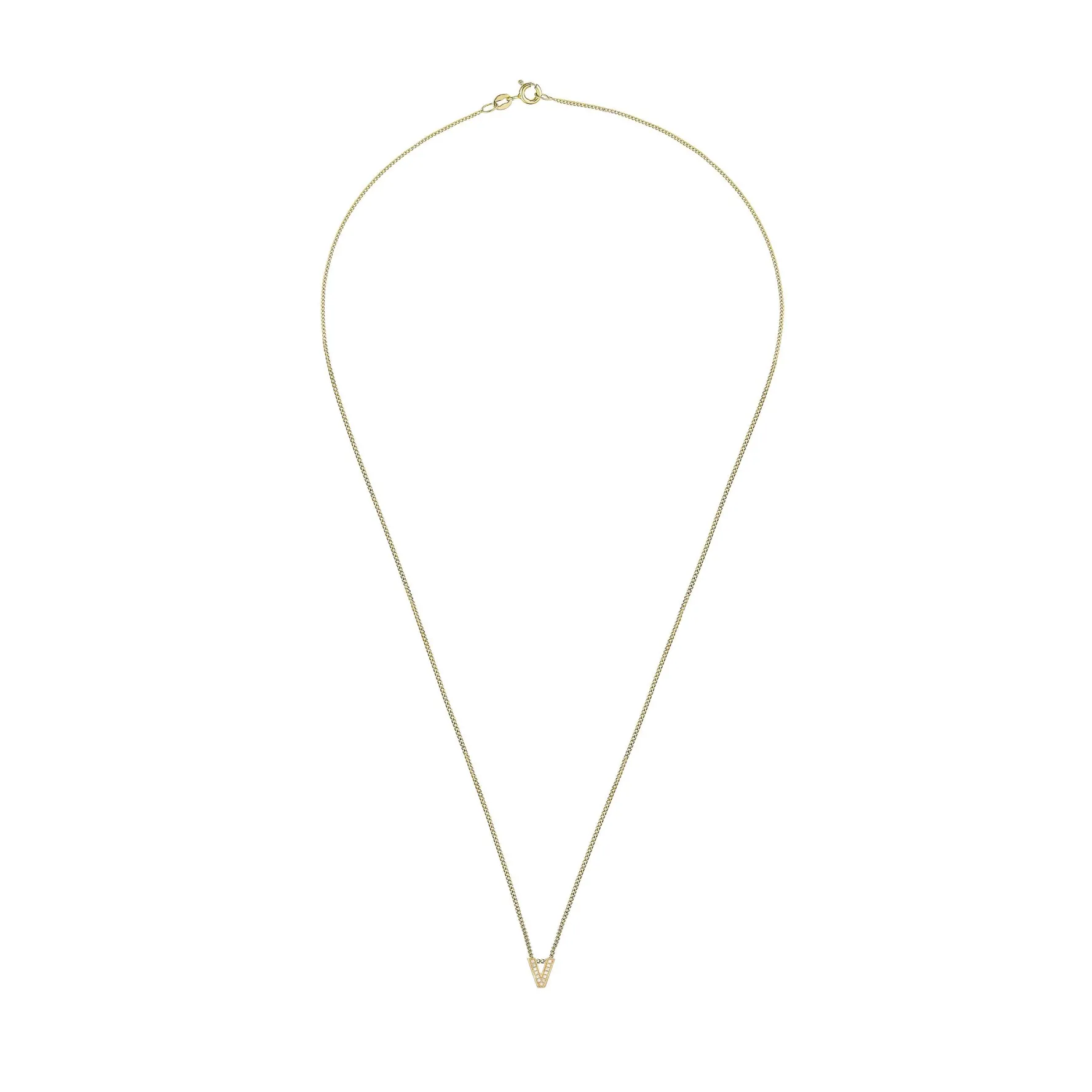 Beaverbrooks 9ct Yellow Gold Diamond Initial V Pendant
