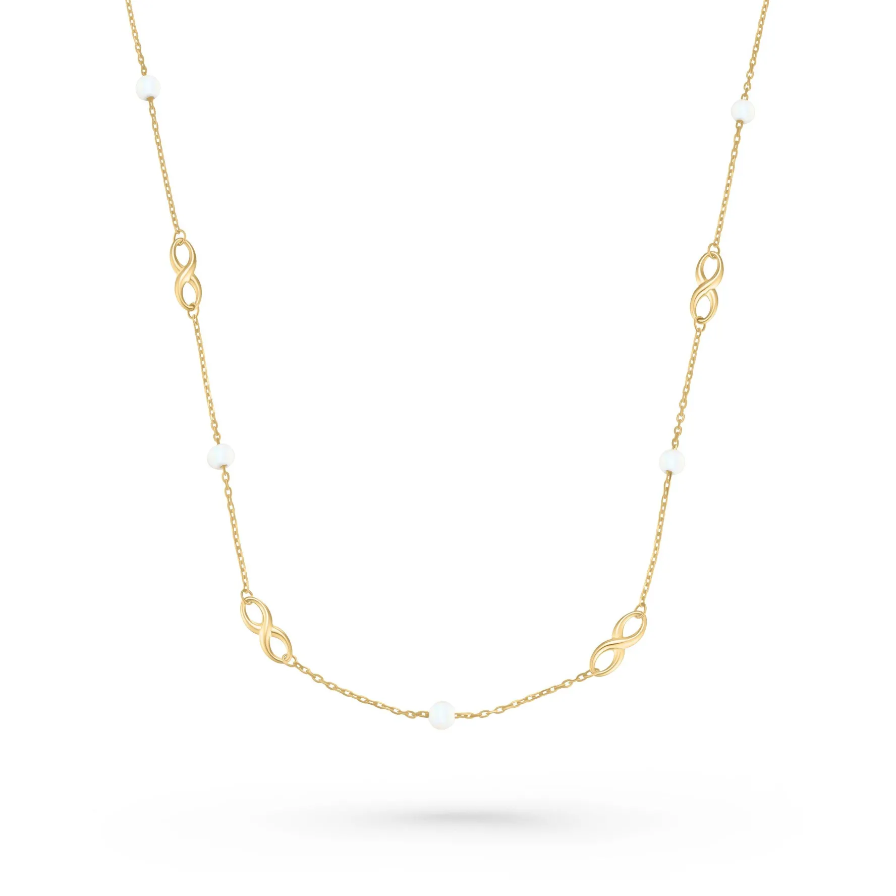 Beaverbrooks 9ct Yellow Gold Freshwater Cultured Pearl Infinity Necklace