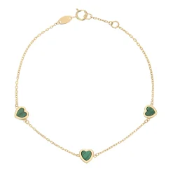 Beaverbrooks 9ct Yellow Gold Malachite Heart Bracelet