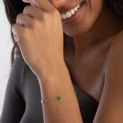 Beaverbrooks 9ct Yellow Gold Malachite Heart Bracelet