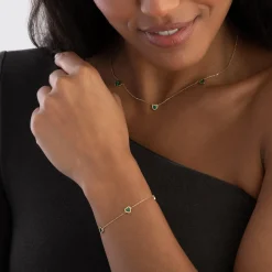 Beaverbrooks 9ct Yellow Gold Malachite Heart Bracelet