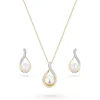 Beaverbrooks 9ct Yellow Gold Diamond Freshwater Cultured Pearl Necklace and Earrings Set