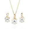 Beaverbrooks 9ct Yellow Gold Cubic Zirconia Pendant and Earrings Set