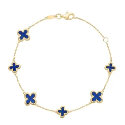 Beaverbrooks 9ct Yellow Gold Lapis Clover Bracelet