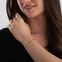 Beaverbrooks 9ct Yellow Gold Lapis Clover Bracelet
