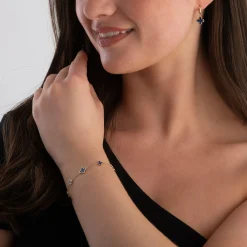 Beaverbrooks 9ct Yellow Gold Lapis Clover Bracelet